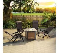 OUTSUNNY 4 PCs Outdoor Rattan Folding Chair Set with 7 Levels Adjustable Backrest Dark Brown | Size: 4 Pack Outsunny Dark Brown 4 Pack