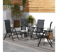 Outsunny Set of 4 Outdoor Rattan Folding Chair w/ Adjustable Backrest Grey