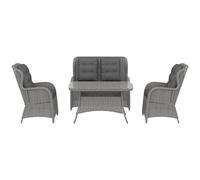 Outsunny 4 PCs Outdoor Rattan Sofa Set, Wicker Sectional Sofa Set Light Grey, Grey