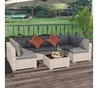 Outsunny 4 Pieces Patio Rattan Wicker Sofa Set Outdoor Conservatory Furniture Set In Grey Grey