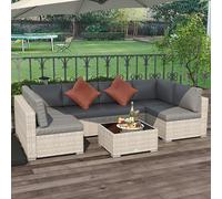 Outsunny 4 Pieces Patio PE Rattan Wicker Sofa Set - Grey