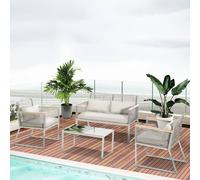 Outsunny 4 PCS Patio PE Rattan Outdoor Sofa Set - Conservatory Furniture Set | TJ Hughes