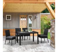 OUTSUNNY 4 PCs Rattan Garden Chairs with Cushion, Wicker Dining Chairs in Black | Size: 4 Pack Outsunny Black 4 Pack