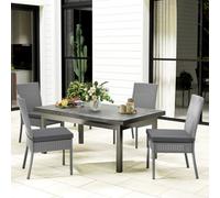 Outsunny 4 PCs Rattan Garden Chairs with Cushion, Wicker Dining Chairs, Grey, Grey