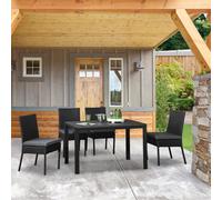 Outsunny 4 PCs Rattan Garden Chairs With Cushion - Wicker Dining Chairs - Black/Brown - Black | TJ Hughes Brown