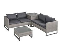 Outsunny 4 PCs Rattan Wicker Sofa Set Conservatory Furniture w/ Side Storage Box | TJ Hughes