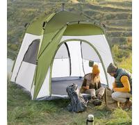 Outsunny 4 Person Automatic Camping Tent, Outdoor Pop Up Tent, Portable Backpack