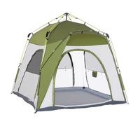 Outsunny 4 Person Automatic Camping Tent, Outdoor Pop Up Tent, Portable Backpacking Dome Shelter, Grey Green