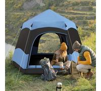 Outsunny 4 Person Camping Tent Festival Hiking Shelter, Blue