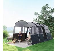 Outsunny 8-Person Camping Tent Tunnel Design with 4 Large Windows Dark Grey