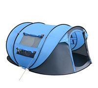 Outsunny Camping Tent Dome Pop-up Tent with Windows for 4-5 Person Sky Blue