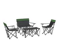 Outsunny 4 Piece Foldable Camping Table And Chairs Set - Black - Green | TJ Hughes