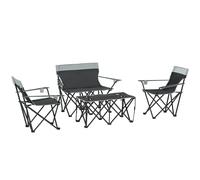 Outsunny 4 Piece Foldable Camping Table And Chairs Set - Black - Grey | TJ Hughes