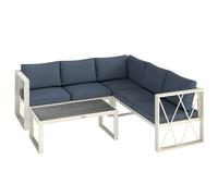 Outsunny 4-Piece Garden Corner Sofa Set with 5-Level Adjustable Lounger L Shaped Garden Furniture with 550g/㎡ Texteline Base - Grey Aosom UK