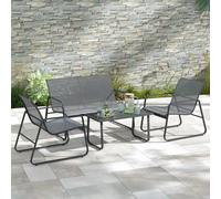 Outsunny 4 Piece Garden Furniture Set Outdoor Patio Sofa Set with Double Chair, Single Chairs and Glass Top Table for Terrace and Balcony Light Grey