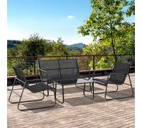 OUTSUNNY 4 Piece Garden Furniture Set Patio Sofa Set w/ Chairs, Glass Top Table in Black Outsunny Black