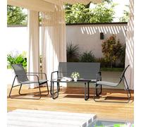 Outsunny 4 Piece Garden Furniture Set Patio Sofa Set w/ Chairs, Glass Top Table, Grey