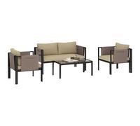 Alfresco 4 Piece Garden Sofa Set with Tempered Glass Coffee Table Khaki, none