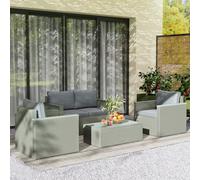 Outsunny 4 Piece Rattan Garden Furniture Set with Cushions, Light Grey