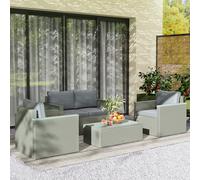 OUTSUNNY 4 Piece Rattan Garden Furniture Set with Cushions, Light Grey Outsunny Light Grey