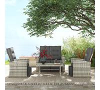Outsunny 4 Piece Rattan Garden Furniture Set with Adjustable Backrest, Wicker Outdoor Furniture Sofa Set with Loveseat, Reclining Armchairs, Thickened Cushions and Glass Top Table, Light Grey Grey