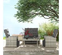 Outsunny 4 Piece Rattan Garden Furniture Set w/ Sofa, Glass Table, Light Grey, Grey