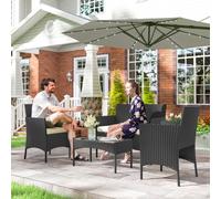 Outsunny 4 Piece Rattan Garden Furniture Sofa Set with Cushions, Cream White