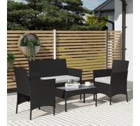 OUTSUNNY 4 Piece Rattan Garden Furniture Sofa Set with Cushions in Black Outsunny Black