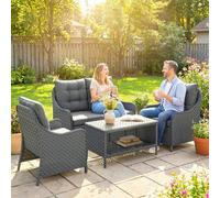 OUTSUNNY 4 Piece Rattan Patio Furniture Set with Removable Cushion Covers in Dark Grey | Size: 4 Pack Outsunny Dark Grey 4 Pack