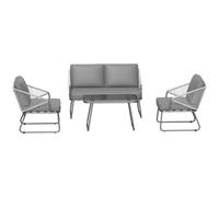 Outsunny 4 Piece Rattan Garden Furniture Set with Cushions, Grey, Grey
