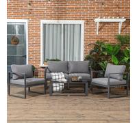 Outsunny 4 Pieces Garden Sectional Sofa Table Furniture Set Aluminium w/ Cushion