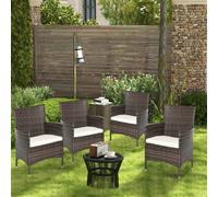 Outsunny 4 PC Outdoor Rattan Armchair Wicker Dining Chair Set for Garden Brown, Brown