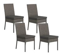 Outsunny 4 Pieces PE Rattan Garden Chairs with Cushion, Patio Wicker Dining Chairs with Backrest for Patio, Deck, Garden, Dark Grey