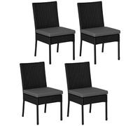 Outsunny 4 Pieces PE Rattan Garden Chairs with Cushion, Patio Wicker Dining Chairs with Backrest for Patio, Deck, Garden, Black Black