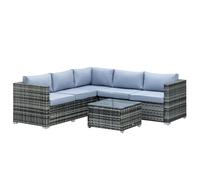 Outsunny 4 Pieces Rattan Garden Furniture Sofa Set with Coffee Table Grey