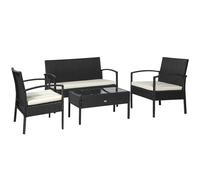 Outsunny 4 Pieces Outdoor PE Rattan Corner Sofa with Cushions - Black | TJ Hughes