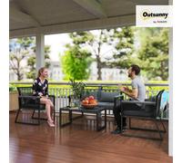 Outsunny 4 Pieces Rattan Garden Furniture Set for 4 Person - Charcoal Grey | TJ Hughes