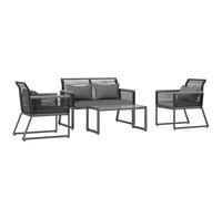 Alfresco 4 Pieces Rattan Garden Furniture Set for 4 Person, Charcoal Grey, none