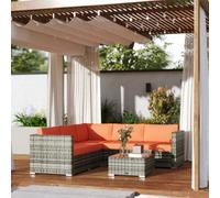 Outsunny 4 Pieces Rattan Garden Furniture Sofa Set With Coffee Table Orange