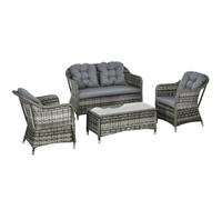 Outsunny 4 Pieces Rattan Sofa Set Outdoor Conservatory Furniture with Cushions