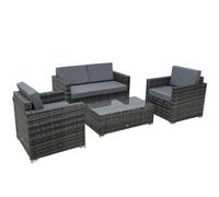 Outsunny 4 Pieces Wicker Steel Rattan Sofa Set Garden Chair Seat Furniture Patio Grey