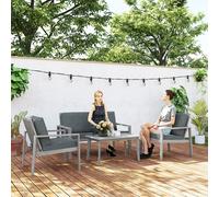 OUTSUNNY 4 Pieces Wooden Garden Furniture Set with Cushions, Light Grey Outsunny Light Grey