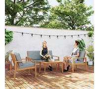 Outsunny 4 Pieces Wooden Garden Furniture Set with Cushions, Teak