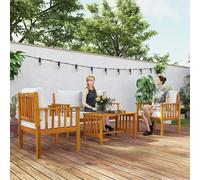 4 Seater Acacia Wood Patio Conversation Set Slatted Design Teak Outsunny Natural One Size