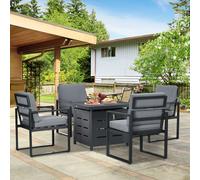 OUTSUNNY 4 Seater Aluminium Garden Furniture Set with Gas Firepit Table in Grey Outsunny Grey
