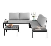 OUTSUNNY 4 Seater Garden Corner Sofa Set with Removable Thick Cushions in Grey Outsunny Grey