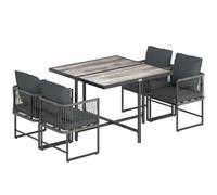 Outsunny 4-Seater Garden Dining Set, Rattan Outdoor Furniture with Space-Saving Chairs and Thick Cushions for Patio Balcony Black