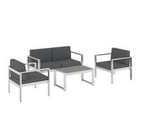 Outsunny 4 Seater Garden Furniture Set, Extra Wide Deep Garden Sofa Set with Olefin Cushions, Brushed Aluminium Frame, Dark Grey