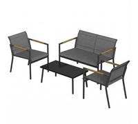 Outsunny 4 Seater Garden Furniture Set, Metal Garden Sofa Set, Grey