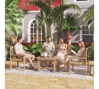 Outsunny 4 Seater Garden Furniture Sofa Set With Curved Seat In Natural Natural